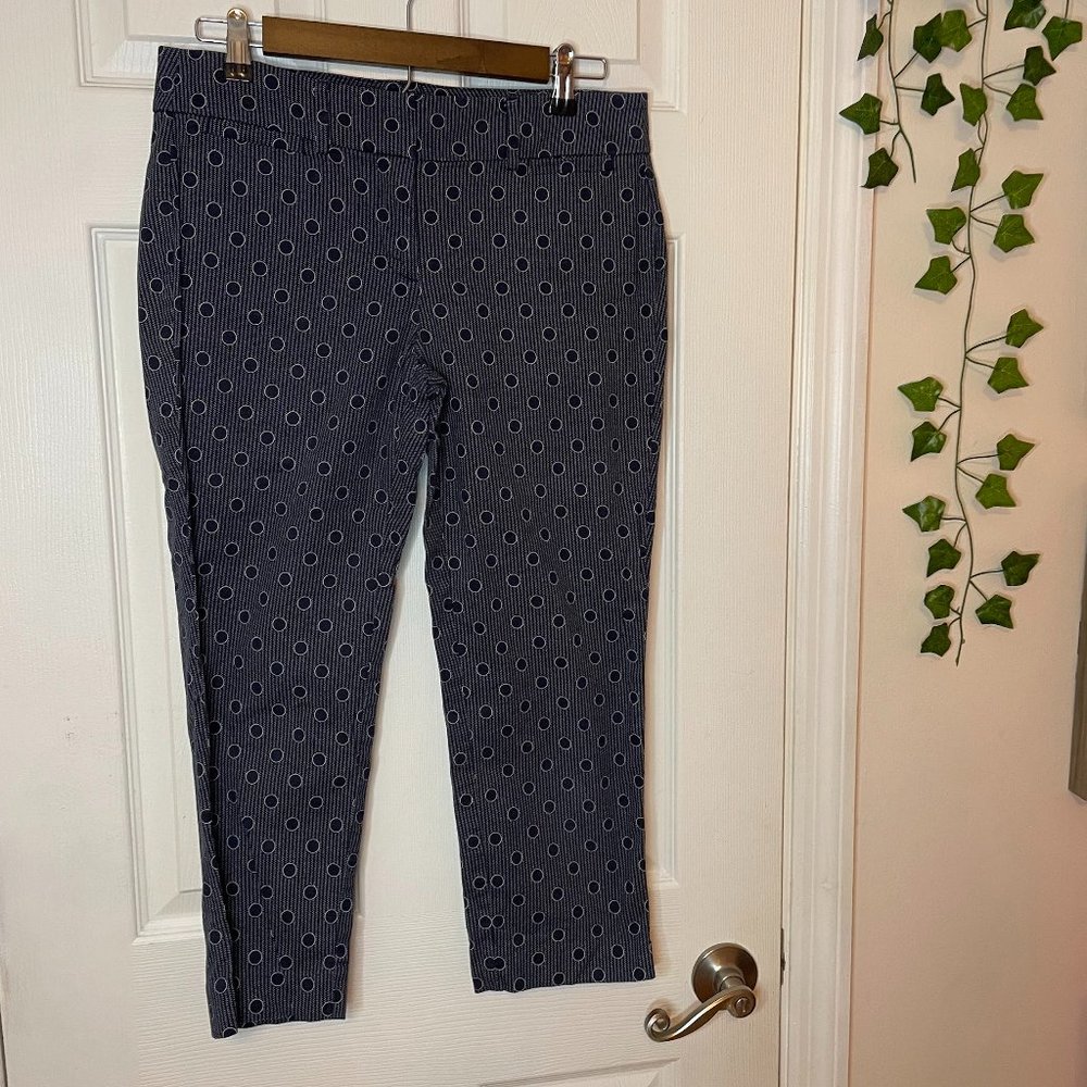 Ann Taylor Factory Blue and White Pattern Cropped Pants Lightweight Cotton